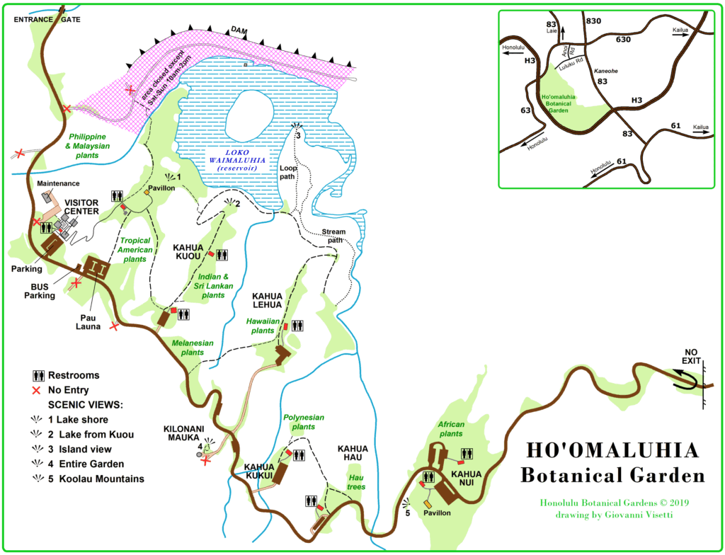 Carte générale du jardin botanique de Ho'omaluhia