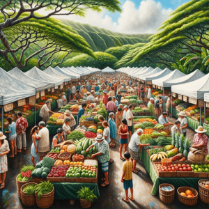 Image d'un marché de fruits et légumes à Haleiwa