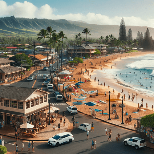 Image de la plage à côté d'Haleiwa (Oahu)