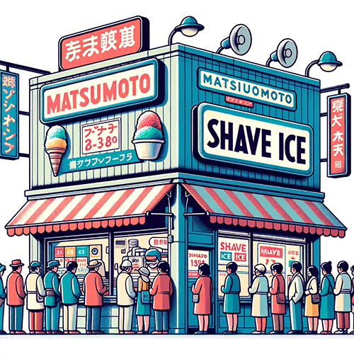 Infographie montrant le magasin de Matsumoto qui vend des Shave Ice à Haleiwa