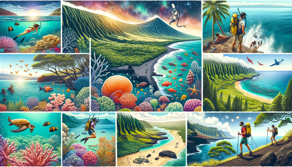 Illustration aventure et nature pour un séjour de 15 jours à Lanai et Big Island
