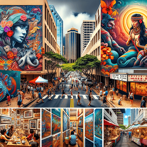 Illustration du street art dans le Art District à Honolulu, Oahu