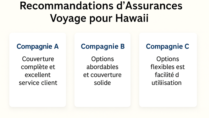 Représentation graphique de recommandations d’assurances voyage pour Hawaii
