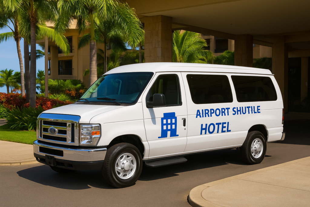 Navette de transport local à Hawaï reliant l’aéroport, les hôtels et les attractions touristiques