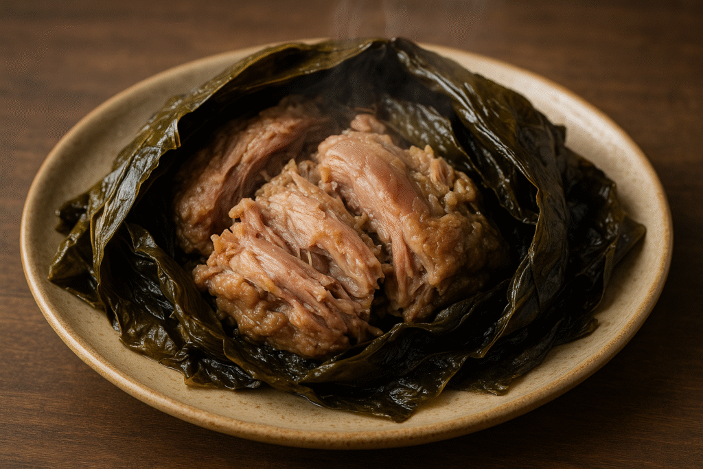 Laulau hawaïen sur assiette rustique