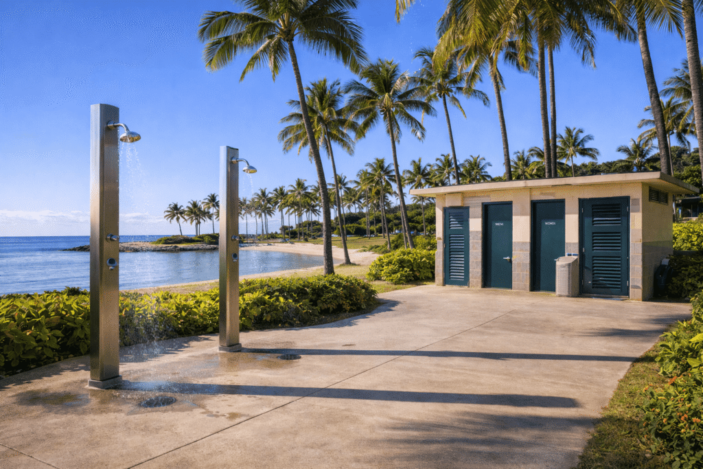 Douches publiques et toilettes près des lagons de Ko Olina