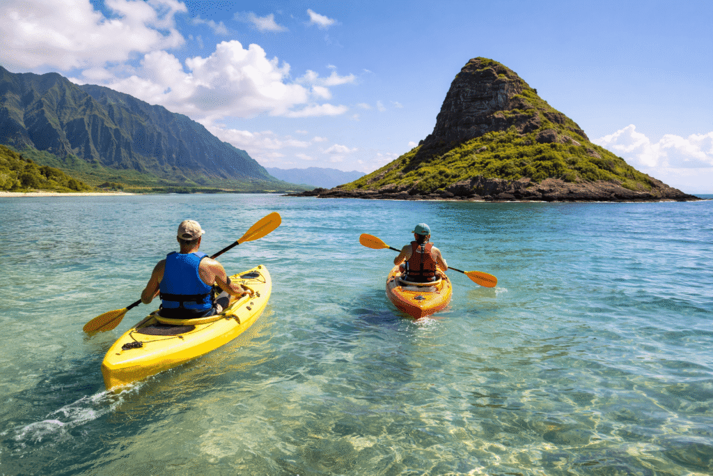 Kayak vers Mokoliʻi Island depuis Kualoa Regional Park à Oahu