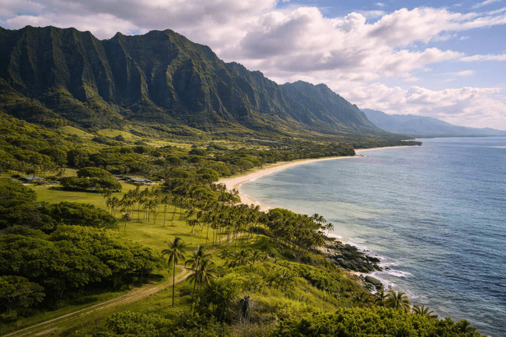 Vallée de Kualoa Ranch près de Kualoa Regional Park à Oahu