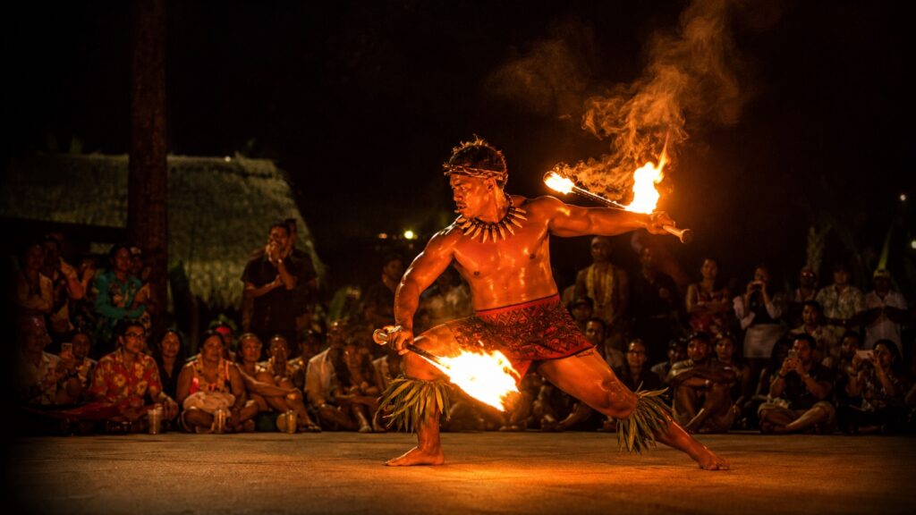 Spectacle de danse du feu au Polynesian Cultural Center