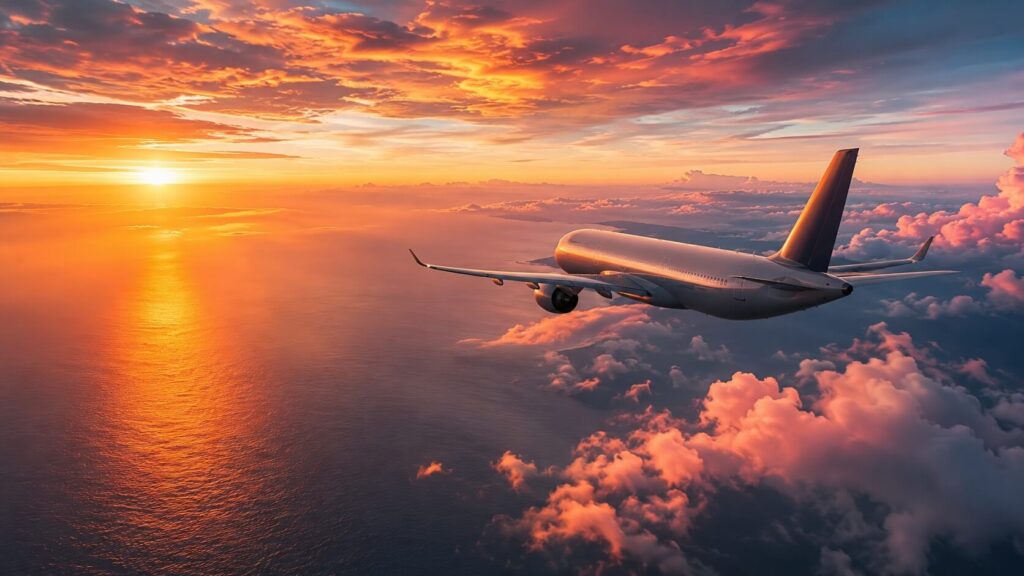 Avion au-dessus du Pacifique pendant un vol vers Hawaii